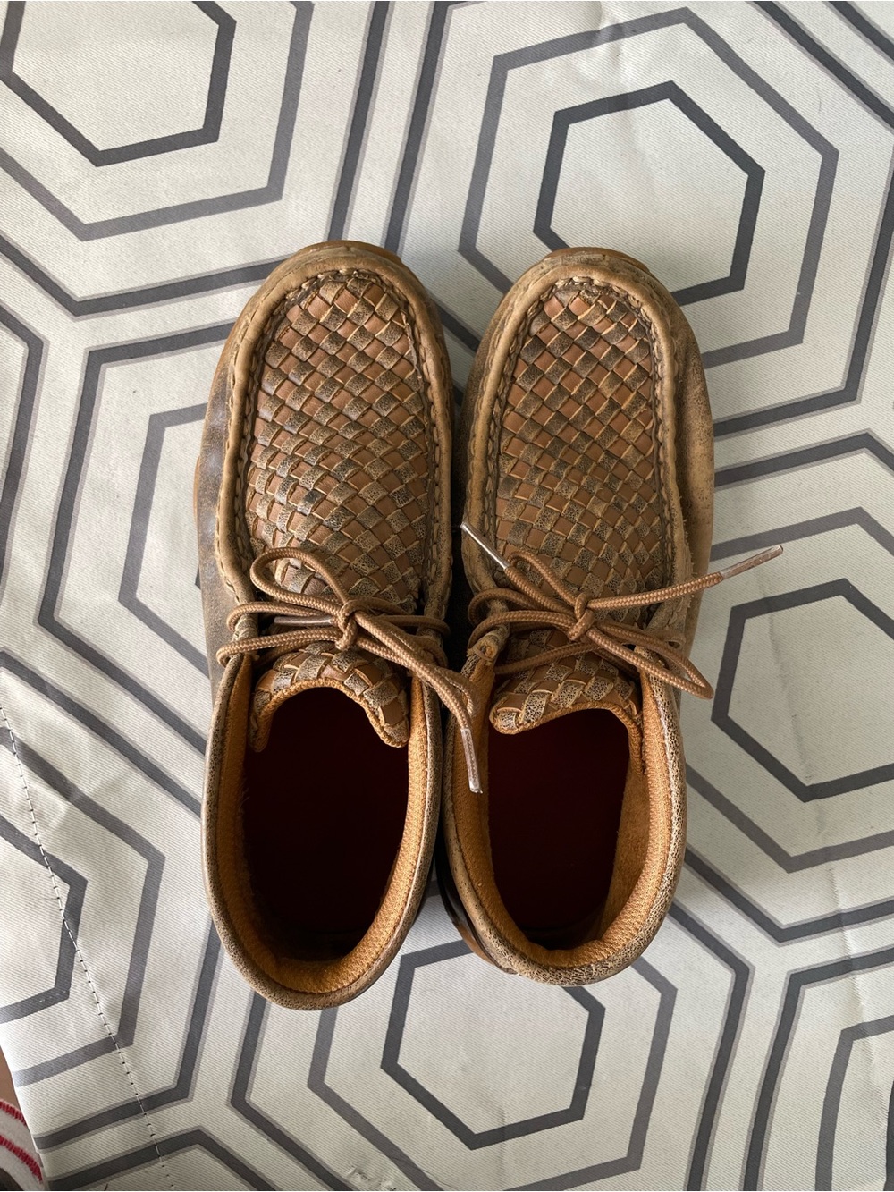 Twisted X | Youth Brown Chukka Basketweave Woven Leather Ankle Moccasins - Picture 2 of 9